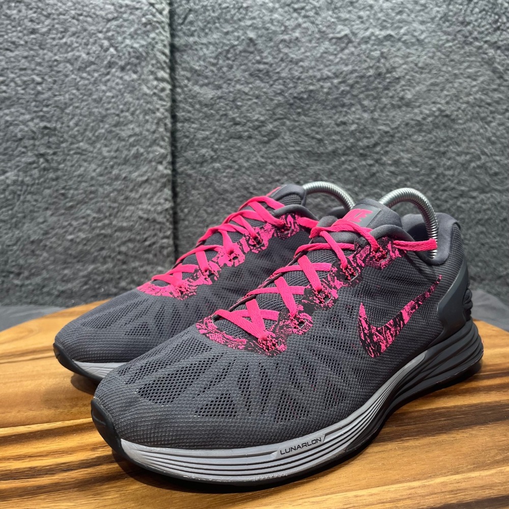 Nike LunarGlide 6 Women's Running Shoes Dark Gray Pink Athletic Sneakers Size 9 - Picture 3 of 12